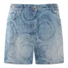 Versace Shorts In Denim Stampato Donna In Blue