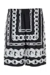Versace Men Medusa Chains Silk Shorts In Black