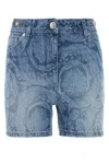 Versace Asymmetric Denim Skirt In Printed