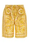 Versace Golden Barocco Print Silk Shorts In Printed
