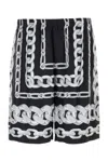Versace Men Medusa Chains Silk Shorts In Black