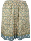 VERSACE SHORTS SILK FABRIC WITH VERSACE ALL OVER PRINT,1002476.1A07838