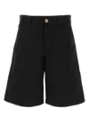 Versace Bermuda In Gabardine Nero Uomo