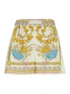 Versace Multicolor Shorts With Elastic Waist And All-over Underwater Barocco Print In Silk Woman