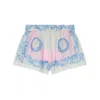 Versace Pink Shorts With Elastic Waist And All-over Graphic Print In Cotton And Silk Blend Woman In White