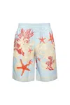 Versace Baroque Sea Knee-length Shorts In Azzurro