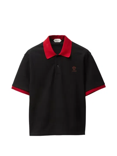 Versace Poloshirt Mit Logo In Black