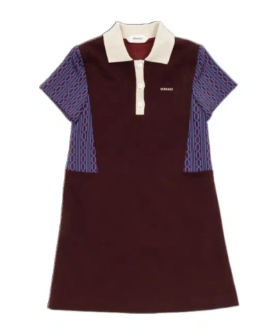 Versace Short-sleeved Dress In Brown