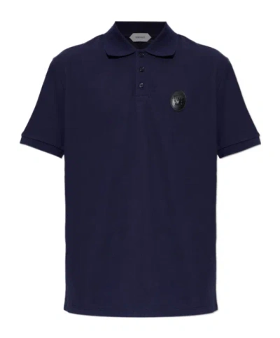 Versace Short-sleeved Polo Shirt In Blue