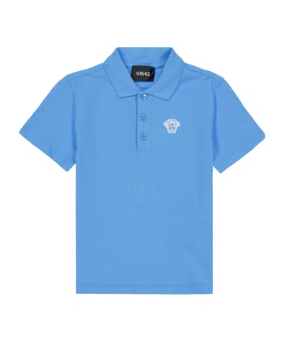 Versace Kids' Short-sleeved Polo Shirt In Blue