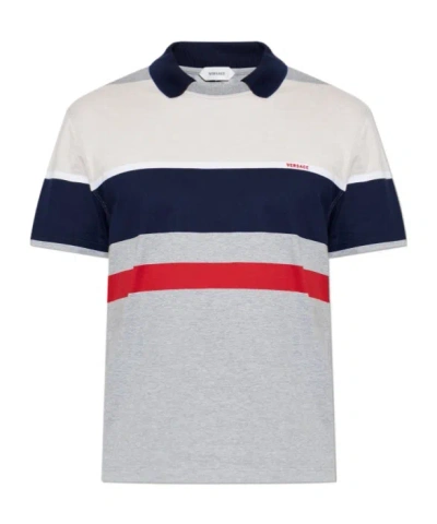 Versace Striped Cotton-jersey T-shirt In Multi