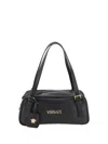 Versace Tag Bowling Shoulder Bag In Black- Gold