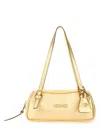 Versace Tag Bowling Metallic Leather Shoulder Bag In Gold