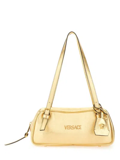 Versace Shoulder Bag "bowling Tag" In Gold