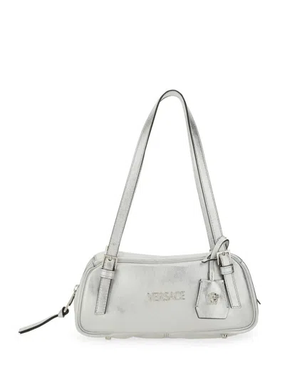 Versace Shoulder Bag "bowling Tag" In Silver