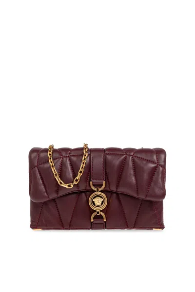 Versace Shoulder Bag Kleio Mini In Dark Burgundy- Gold