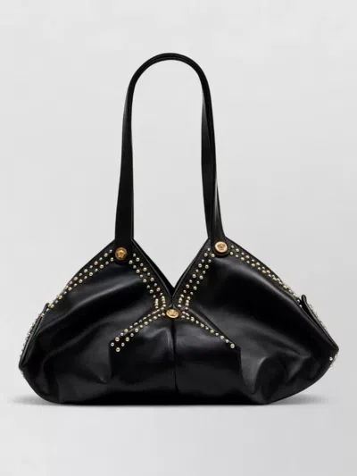 Versace Shoulder Bag Lambskin Soft Structure Studs In Black