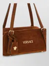 Versace Shoulder Bag Suede Finish Double Handles In Brown