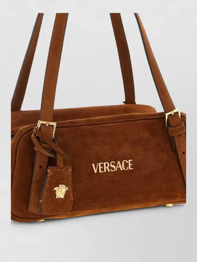 VERSACE SHOULDER BAG SUEDE FINISH DOUBLE HANDLES