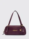 Versace Double Handle Lamb Leather Shoulder Bag In Purple