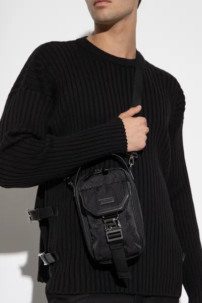 Versace Shoulder Bag With ‘barocco' Motif In Black