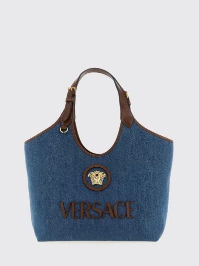 Versace Shoulder Bag  Woman Color Denim In Blue