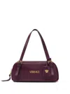 Versace Double Handle Lamb Leather Shoulder Bag In Purple