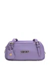 Versace Tag Bowling Leather Shoulder Bag In Purple