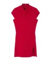 Versace Turtleneck Cap-sleeve Cady Slit Mini Dress In Red