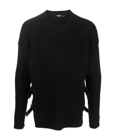 VERSACE VERSACE SIDE-SLIT CREWNECK RIBBED JUMPER