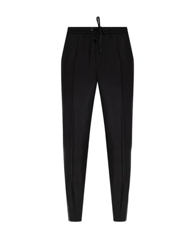 Versace Side-stripe Straight-leg Trousers In Black