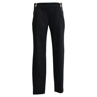 Versace Side-zipped Accent Slim-fit Trousers In Black Cotton