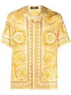 Versace Beigeyellow Signature Barocco Print Shirt In Golden