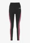 Versace Printed Perforated Stretch Leggings In Black