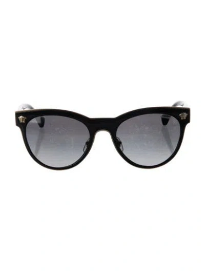 Pre-owned Versace Signature Logo Wayfarer Sunglasses In Black