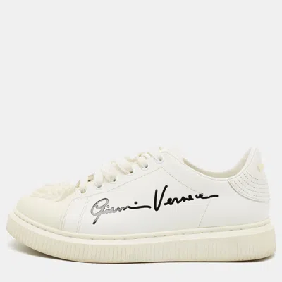 Pre-owned Versace Signature Medusa Size 36 White Leather Lace Up Sneakers