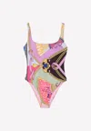 Versace Multicolor Baroque One-piece Swimsuit In Multicolor