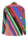 Versace Silk All-over Print Button-front Shirt With Classic Collar In Multi