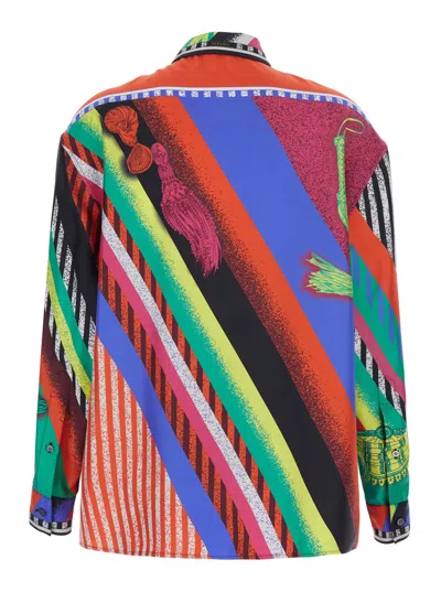 VERSACE VERSACE SILK ALL-OVER PRINT BUTTON-FRONT SHIRT WITH CLASSIC COLLAR