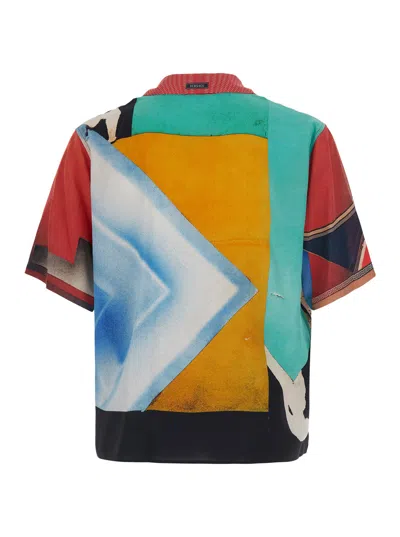 Versace Silk All-over Print Button-front Short-sleeve Shirt For Men In Multi