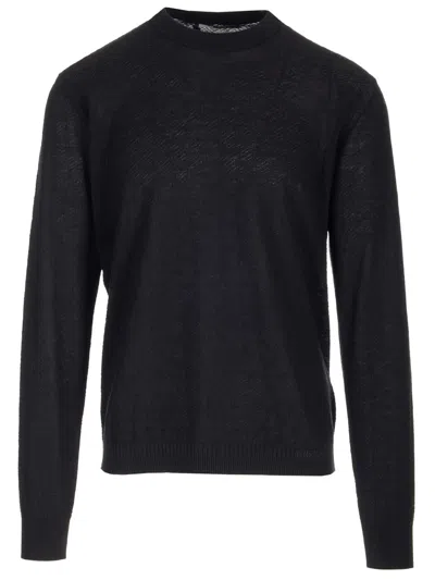 Versace Silk And Cotton Blend Sweater In Black