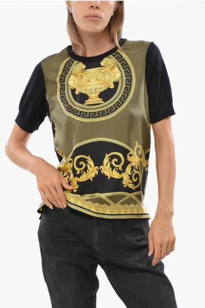 VERSACE SILK AND VIRGIN WOOL ICONIC PRINTED TOP