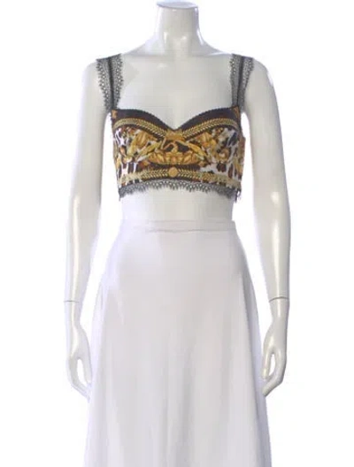 Pre-owned Versace Silk Animal Print Crop Top In Multi