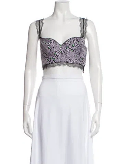 Pre-owned Versace Silk Animal Print Crop Top In Purple