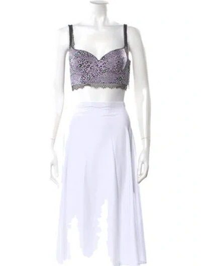 Pre-owned Versace Silk Animal Print Crop Top In Purple