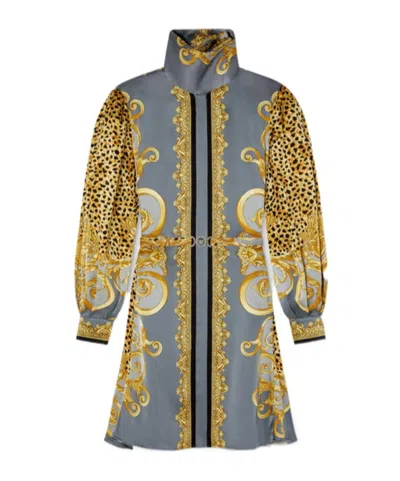 VERSACE VERSACE LONG-SLEEVED BELTED DRESS
