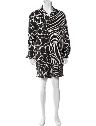 Pre-owned Versace Silk Animal Print Pajama Set In Multi
