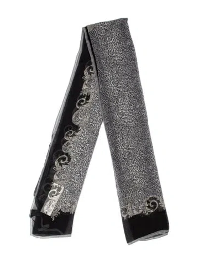 Pre-owned Versace Silk Animal Print Scarf In Black