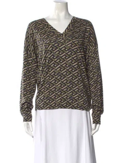 Pre-owned Versace Silk Animal Print Sweater In Multi