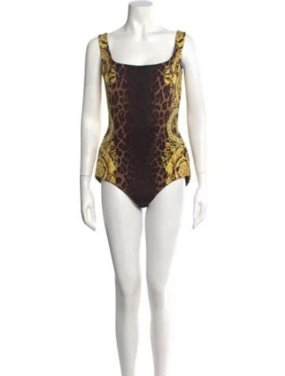 Pre-owned Versace Silk Animal Print Top In Black
